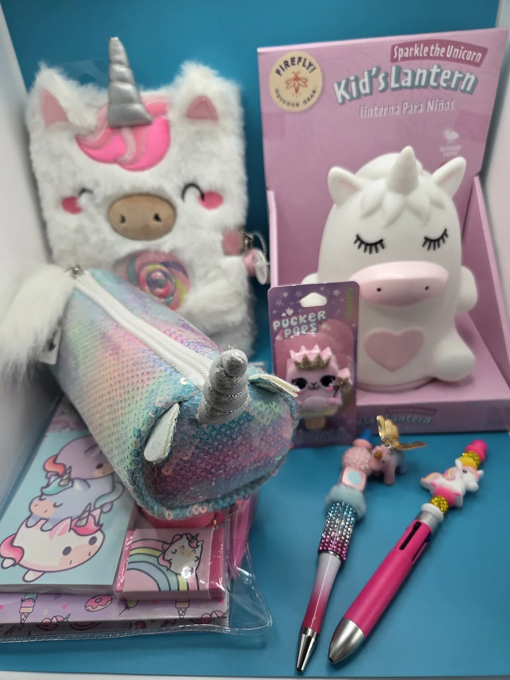 Kid's Unicorn Lantern & Accessories Set - White/Pink